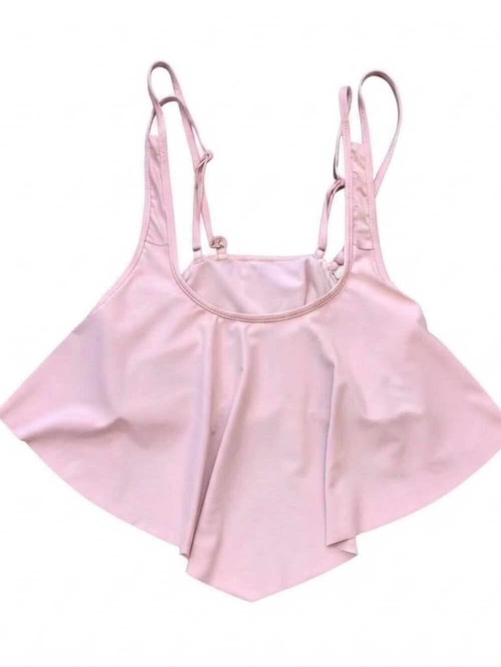 Ruffled Tankini Swim Top Womens Plus Size XXL Pink Split Strap Flirty Flounce